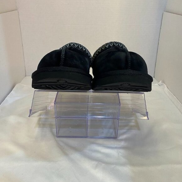 UGG Tasman Suede Shearling Lined Slip-On Slippers Black Cozy Braid Trim Women 7 - Picture 8 of 14